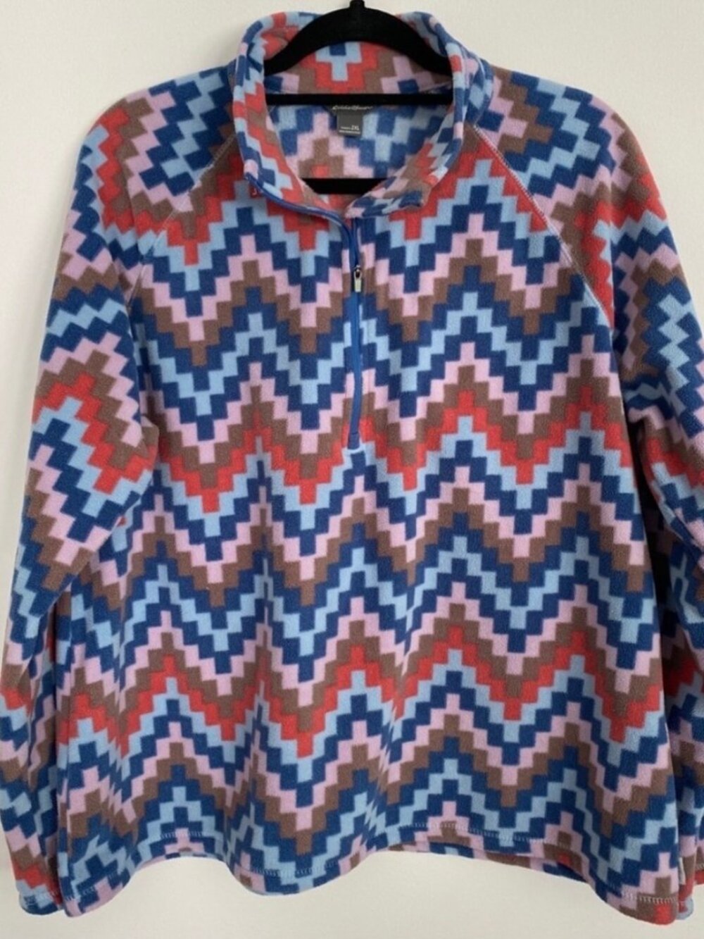 Eddie Bauer Women's Geometric Chevron Print Fleece Half-Zip 2XL